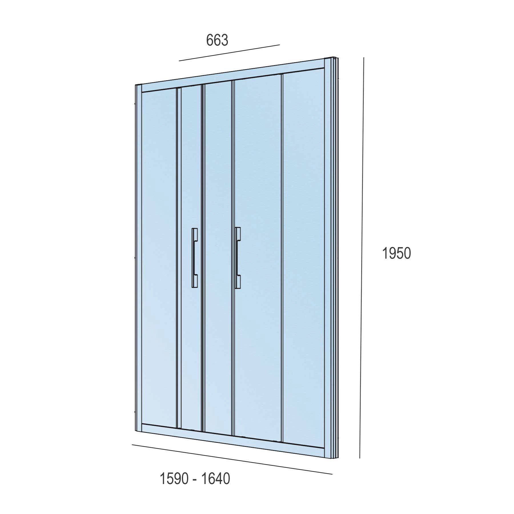 19320 SALGAR Душевая перегородка CLEAR Передняя панель с 2D и 2FS Road Screen Print 1590 - 1640 x 1950 мм - Вид №1