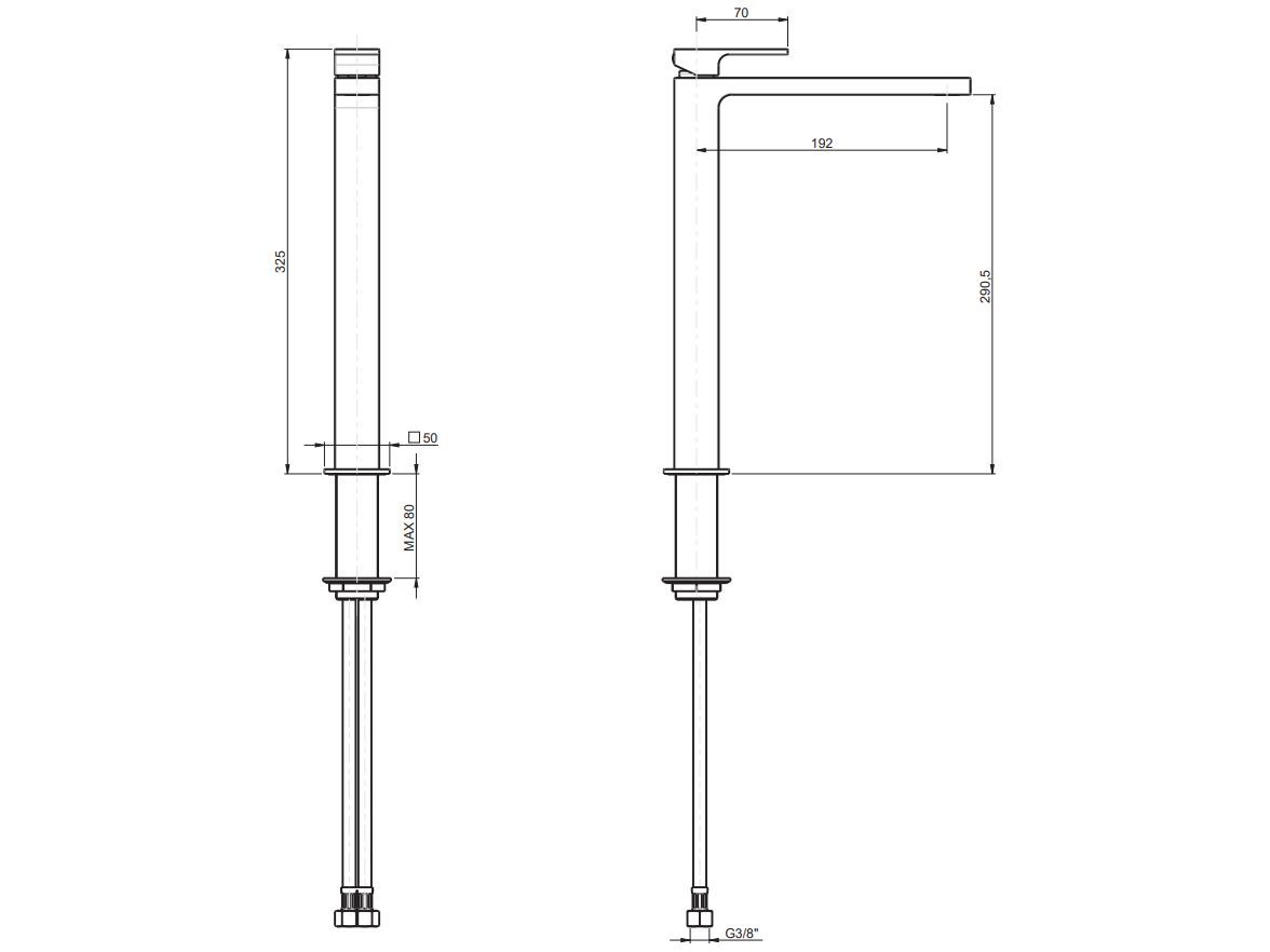 Смеситель для раковины высокого пола с ограничителем расхода Rubinetterie Frattini Vita Due ARCH-00149836 - Вид №10