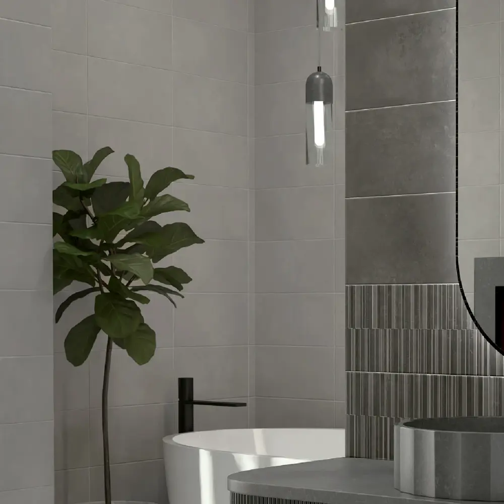 Настенная плитка KREAFORTA Mersey Concrete 20x40 см 1.62 м² матовая цвет графит 89413675 STLM-2115820