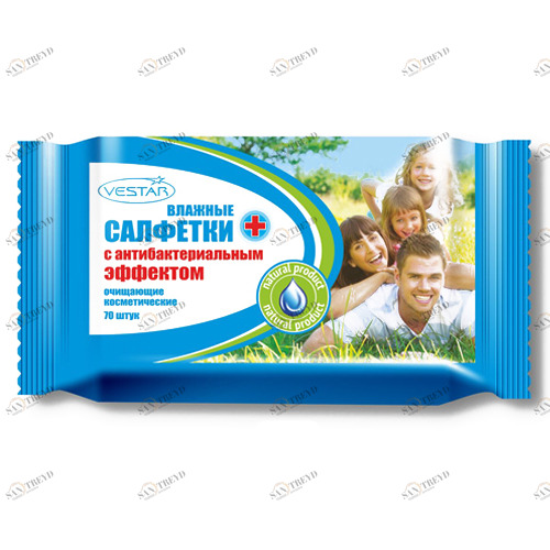 Салфетки влажные "ВЕСТАР" антибактериальные (70 шт) Santreyd 6693