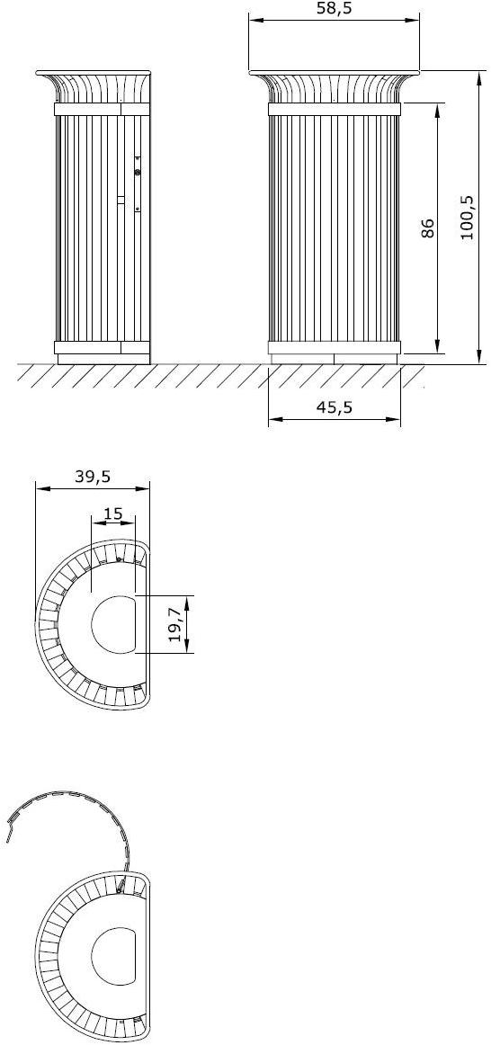 Euroform W Контейнер для мусора из металла Tulip 230-45 (60, 90) - Вид №12