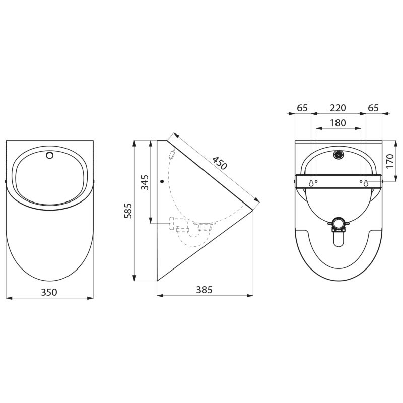 134170 Писсуар подвесной DELTA DELABIE  - Вид №1