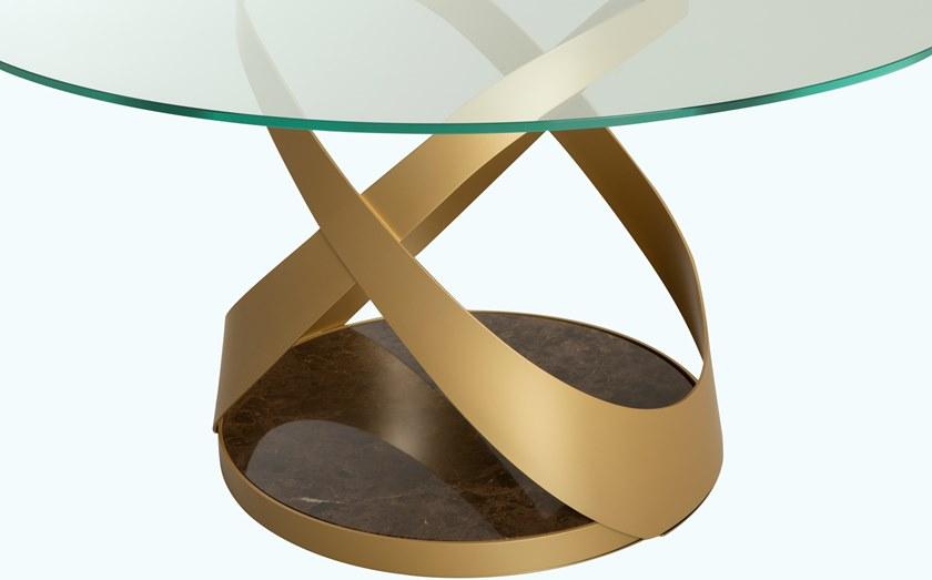 Tonin Casa Круглый стеклянный стол на металлической и мраморной основе  T8096  - Вид №5