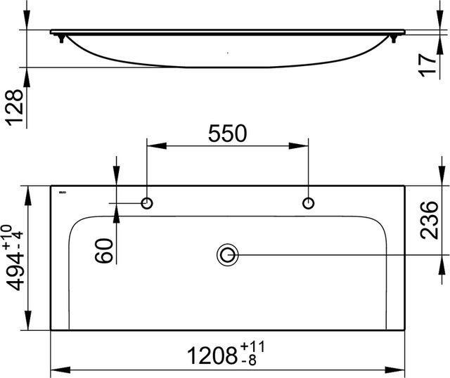 32980311202 Двойной керамический умывальник KEUCO Plan - Вид №2