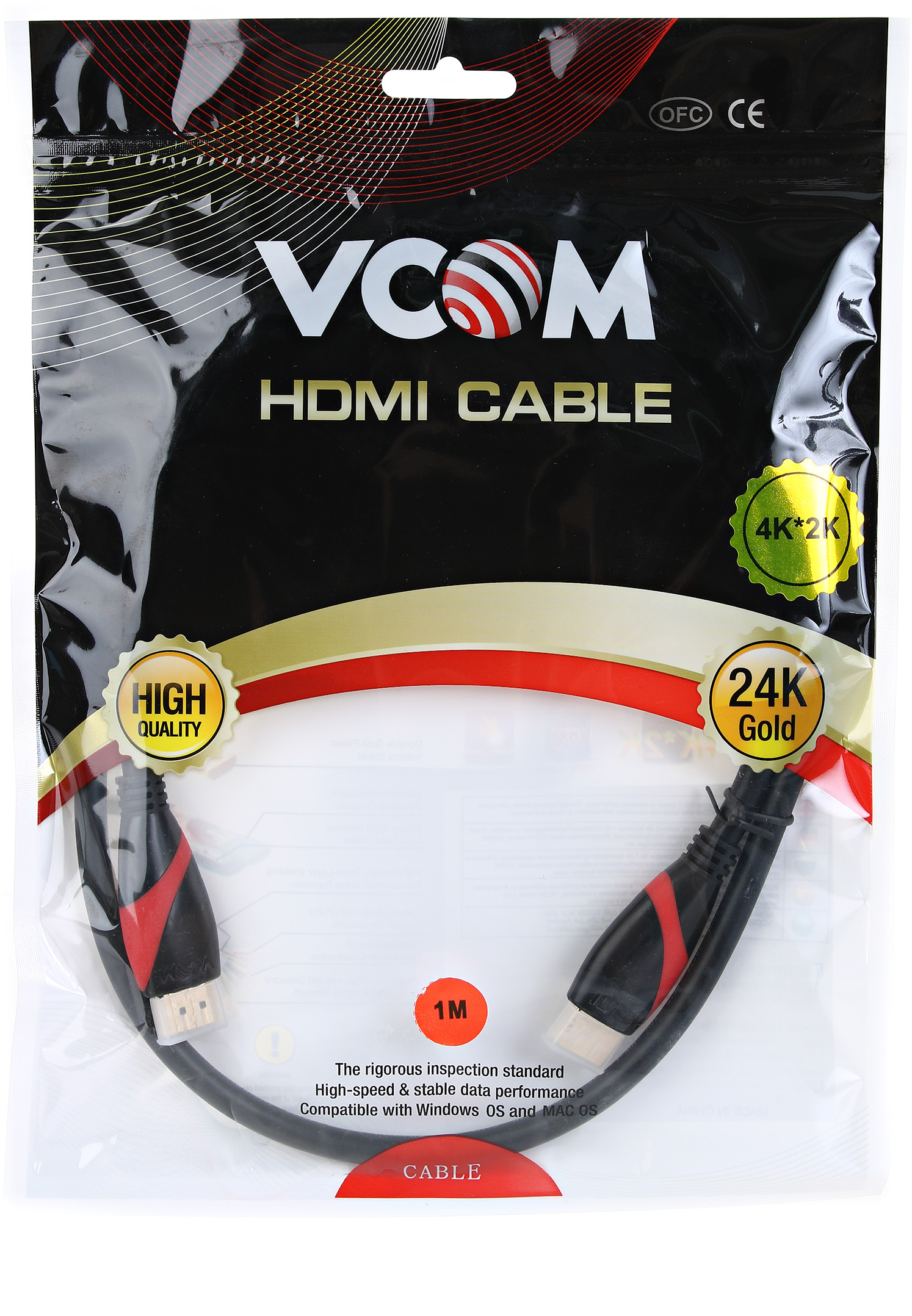 CG525-R-1.0 Кабель hdmi 19m/m ver. 2.0 black red, 1m <> VCOM Santreyd  - Вид №2
