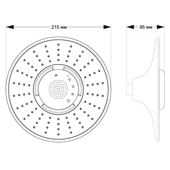 AGD 20.2109FO  Лейка для душа корпус - хром, душевая сетка - белый, декоративная вставка - оранжевый ARGO kran  - Вид №1