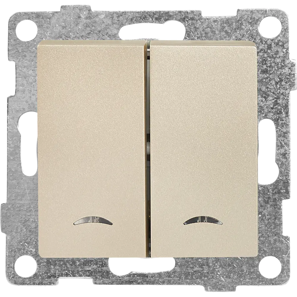 Выключатель встраиваемый Gusi Electric 2 клавиши с подсветкой цвет шампань Ugra STLM-2003411