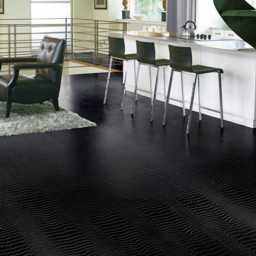 Кожаный пол CorkStyle Kroko Black Натуральная кожа (Рельефная) 915х305 мм 1001500013 - Вид №1