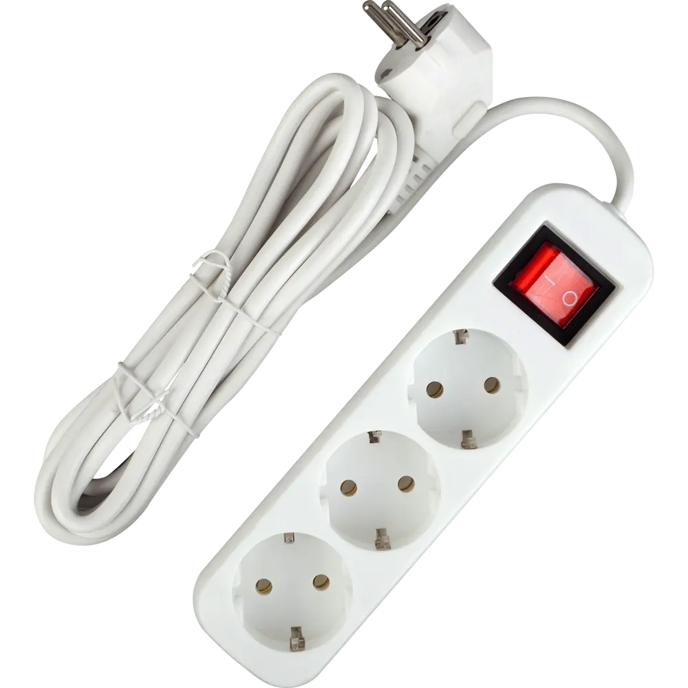 Удлинитель с заземлением Defender 3 розетки, 3 м, выключатель STLM-2128558