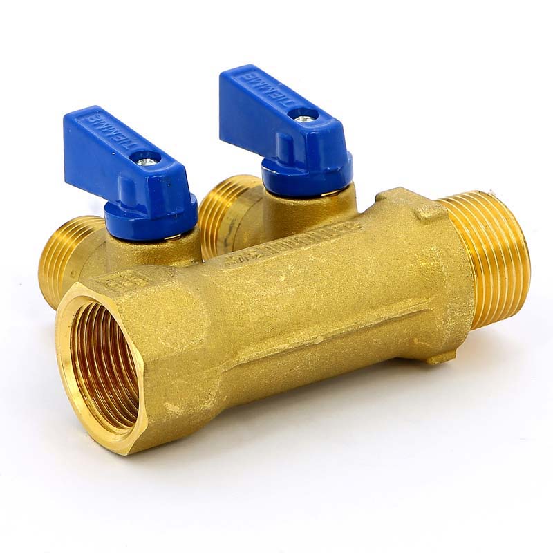 Коллектор НВ 3/4" с кранами с утолщенными стенками TIEMME 2 выхода 1/2"Н 36мм 1820022 - Вид №2