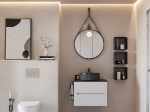 Деревянный одиночный подвесной умывальник с ящиками