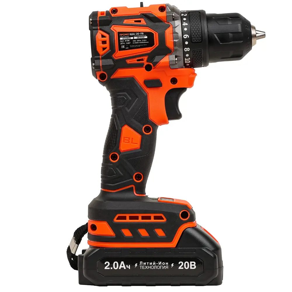 Дрель-шуруповерт аккумуляторная бесщеточная Спец Промо БДА-20-ПБ (4196), 20 В Li-ion 2x2 Ач STLM-2101925 - Вид №2