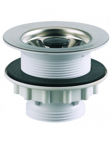 406000 000 00  Ситечко для раковины Д. 60 мм, задвижка, зажим 0/25 мм, NF, нержавеющая сталь Valentin Сталь  - Вид №1