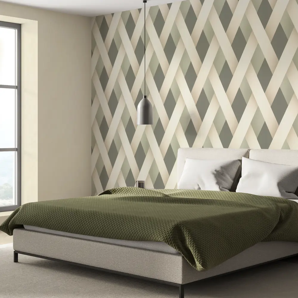 Обои флизелиновые Palitra Home Super зеленые с геометрическим рисунком 1.06 м 89436984 STLM-1582469 - Вид №5