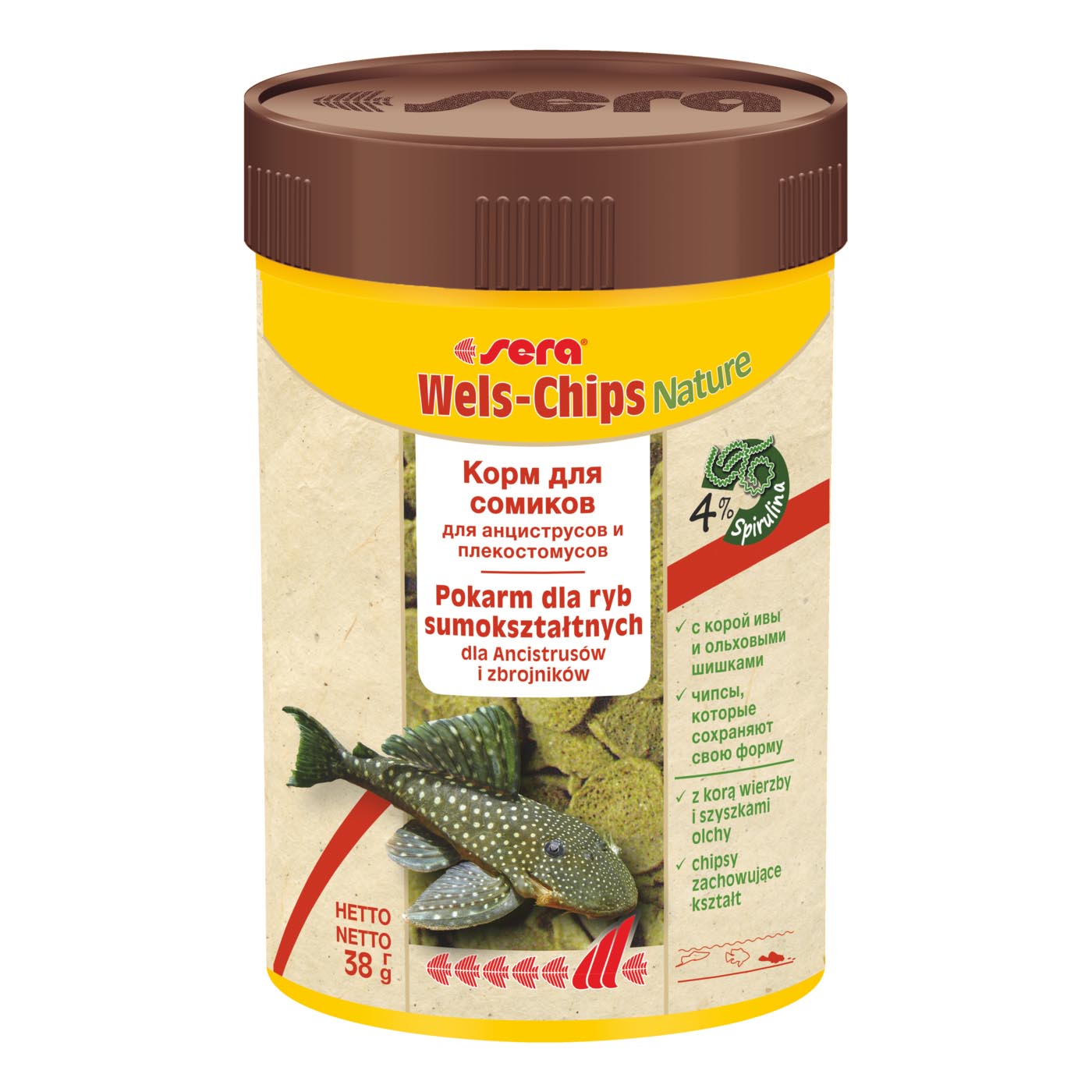 Т0048648 Корм для рыб Wels-Chips Nature чипсы для сомиков 100мл (38г) SERA 