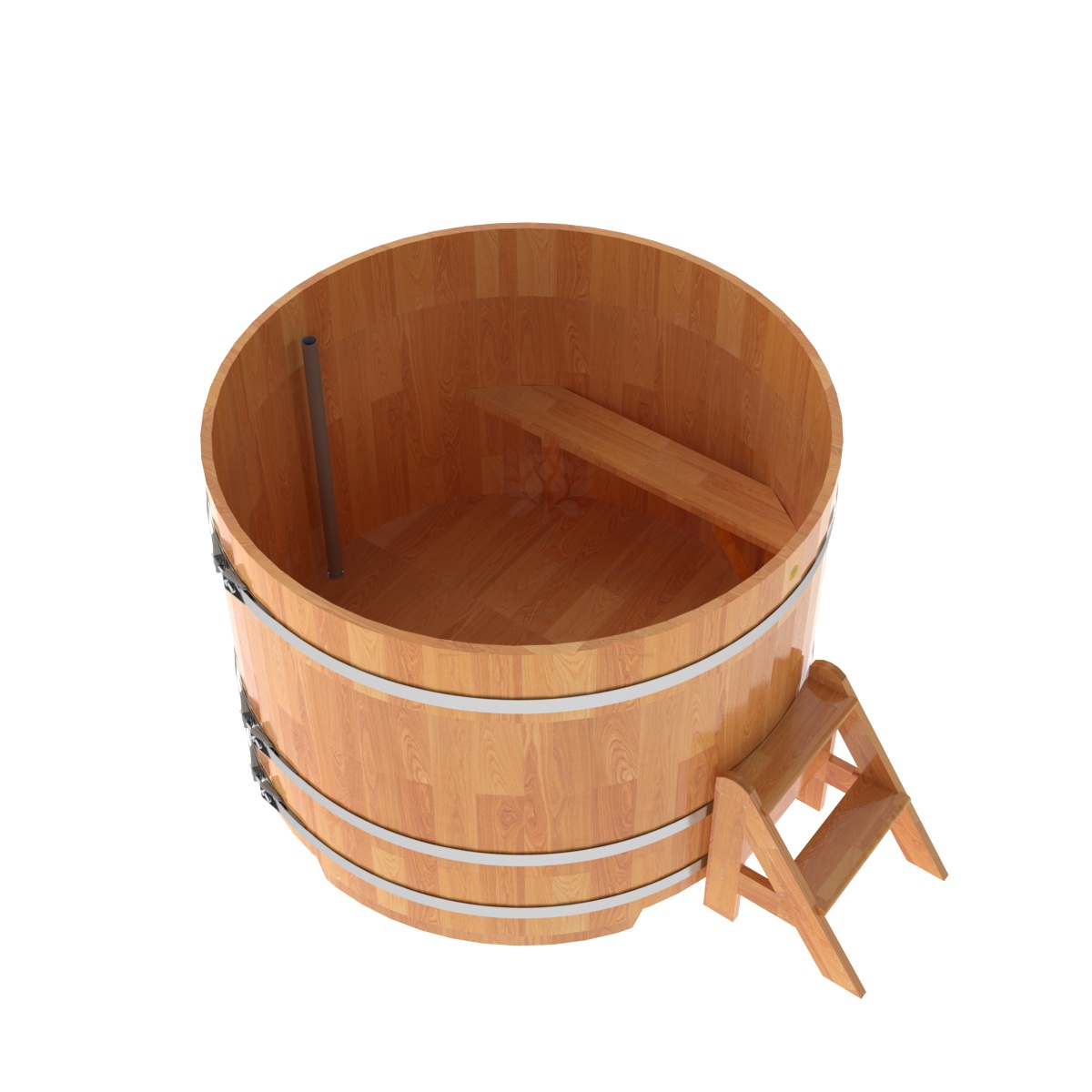 1521 Купель круглая из сращенных ламелей лиственницы d=1,50х1,1 натуральная Alyarus  - Вид №1