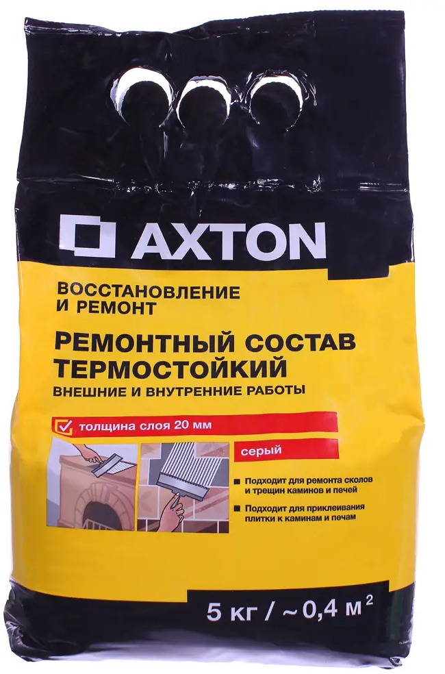 Термостойкий ремонтный состав Axton для печей и каминов 5 кг 81946339