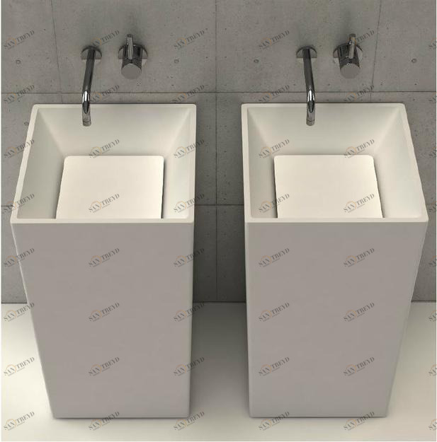 MOMA Design Отдельностоящий квадрато Lavabo с твердой поверхностью Platinum Plt 0504