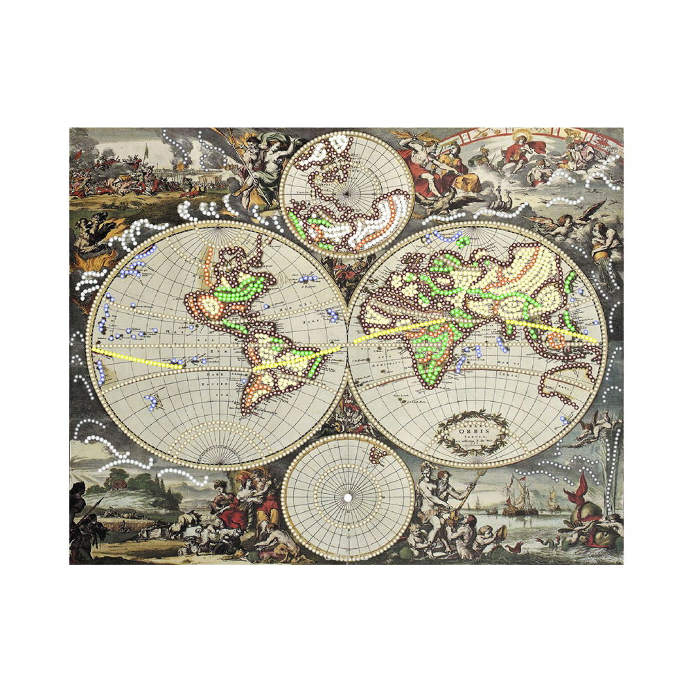 4222 Канва/ткань с рисунком Рисунок на шелке 37 см х 49 см "Пиратский план" Матренин посад 