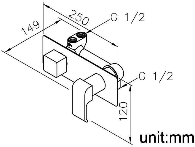 JUSTIME Смеситель для душа, однорычажный, из хромированной латуни, с переключателем и тарелкой Dragon 6904-xg-80cp - Вид №1