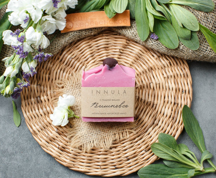 3744 Мыло ручной работы "Вишневое" Вкусляндия 