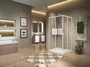 Угловая душевая кабина с раздвижной дверью