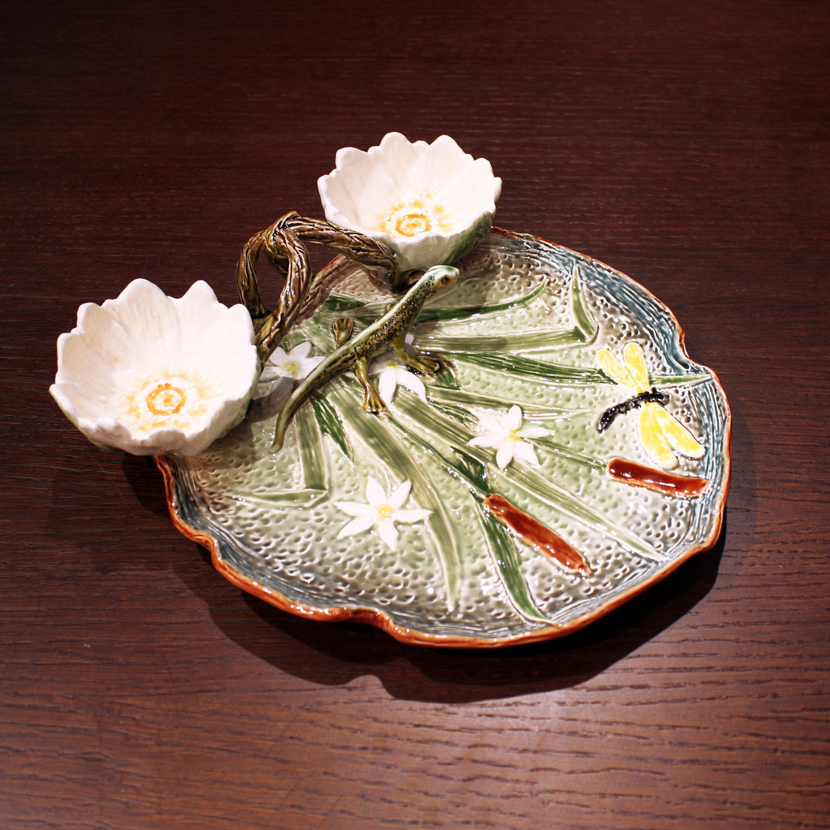 Блюдо для закусок (с двумя кувшинками) Синий/Зеленый PROVANSFAIENCE sun-id-994642 - Вид №11