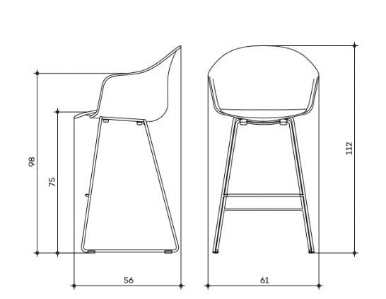 Высокий табурет из полипропилена с подставкой для ног arrmet Máni Armshell Plastic ARCH-00051834 - Вид №2