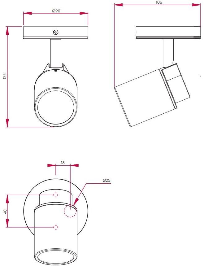 Astro Lighting Круглый регулируемый светильник из стали Como 1282001 - Вид №2