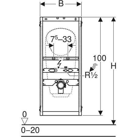 461.686.00.1 Инсталляция для писсуара Geberit GIS, 114 см, универсальная, для наружного смывного клапана Geberit  - Вид №2