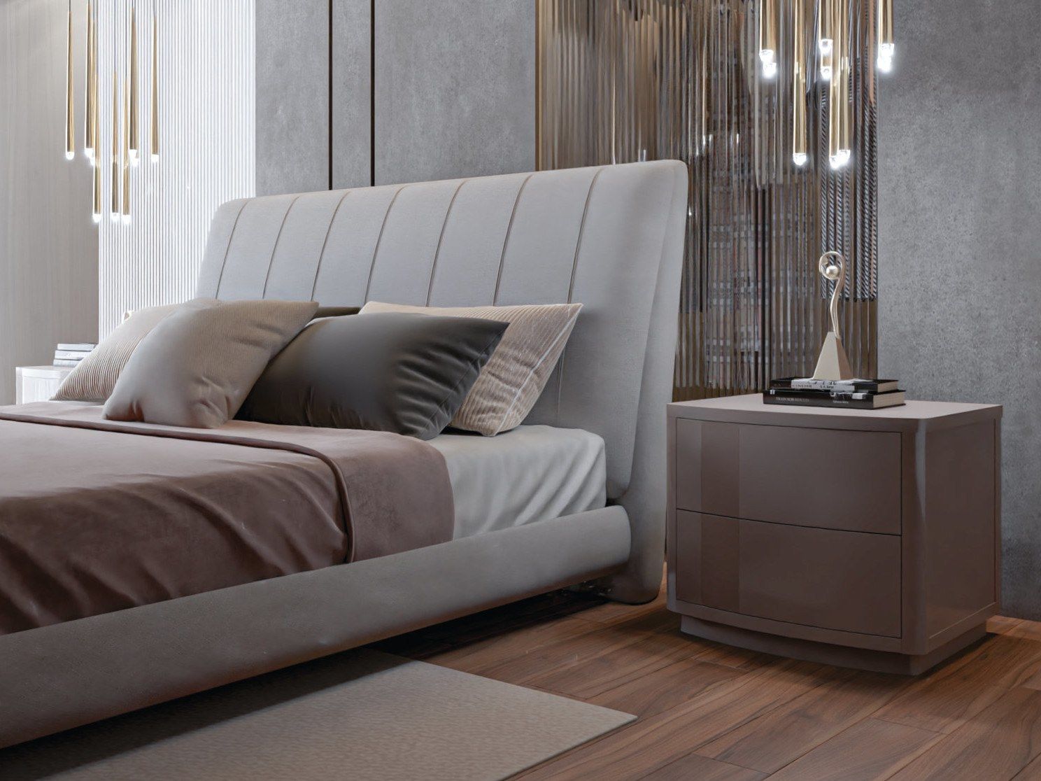 Вертикальная стеганая кровать с каркасом и ножками CASA +39 Ares Gold ARCH-00140479 - Вид №2