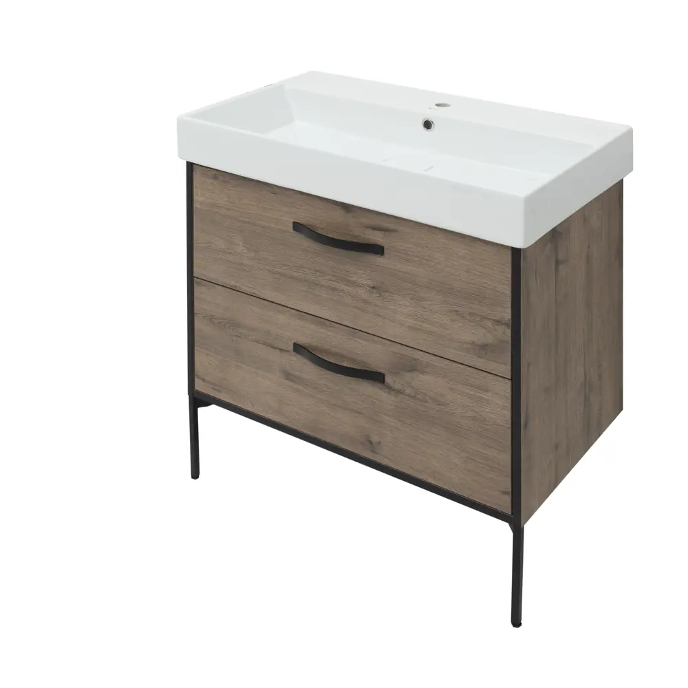 Aquanet Инди — подвесная тумба для раковины 100 см в стиле дуб веллингтон 84855250 STLM-0985899 - Вид №10