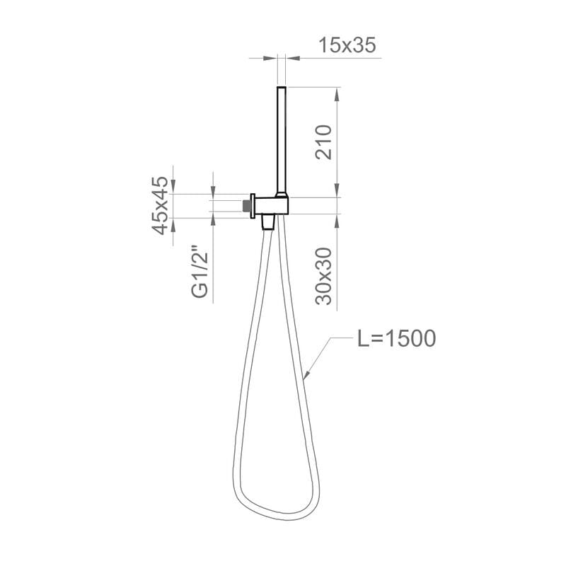Матовый черный металлический квадратный душ и ручной душ Ercos Square ARCH-00117028 - Вид №7