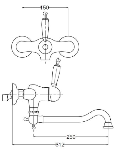 Однорычажный настенный кухонный смеситель с поворотным изливом Gaia Mobili Complements ARCH-00009781