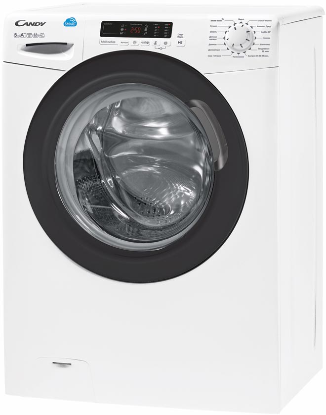 CS34 1052DB1/2-07 Стиральные машины / узкая стиральная машина, 85x60x34, загрузка фронтальная, 5кг, до 1000 об/мин при отжиме, цифровой дисплей, белая Candy Santreyd  - Вид №2