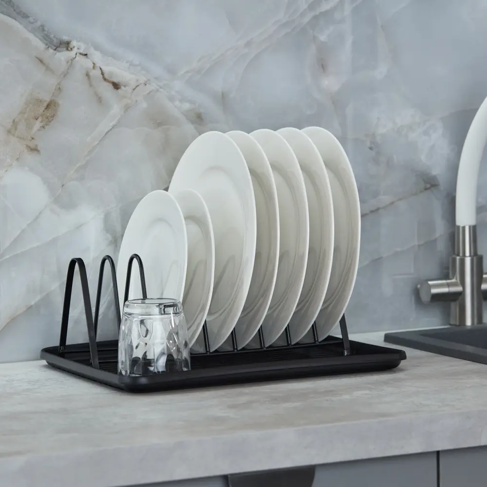 Сушилка для посуды KONSENSA 36x13x29 см одноуровневая металл цвет черный STLM-2068644 - Вид №6