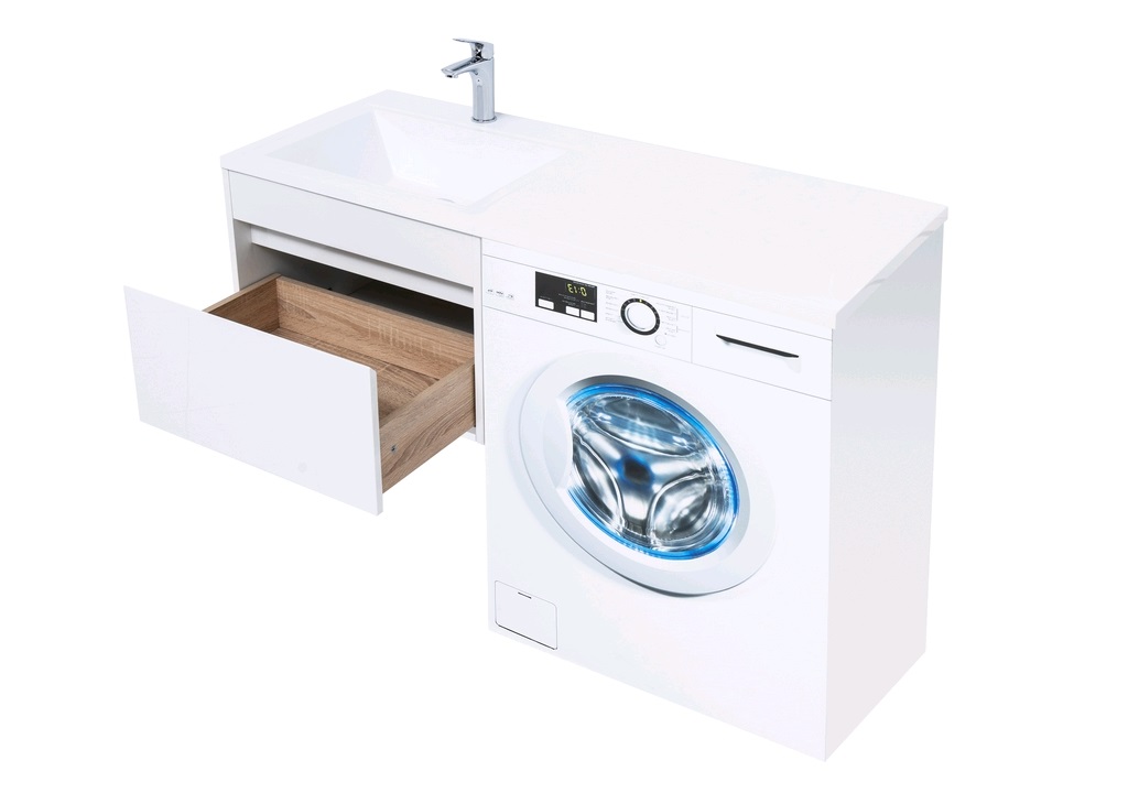 Тумба с раковиной Aquanet Токио 120 L белый (подвесная, 1 ящик) 0023691600235499 - Вид №5