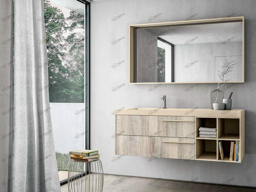 Ideagroup Тумба под умывальник с зеркалом Sense sun-id-1486648