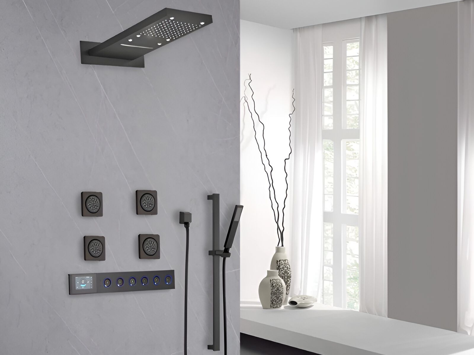 Встраиваемый термостатический набор для душа из нержавеющей стали с ручным душем Fontana Showers UBEDA ARCH-00085395