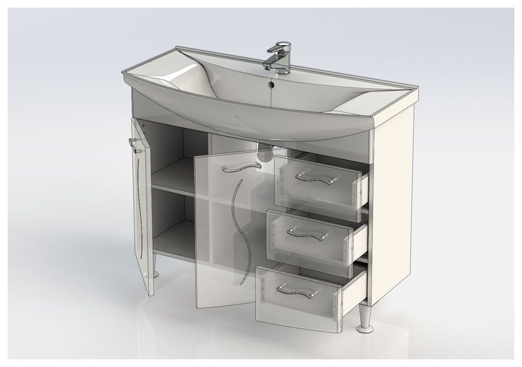 Тумба с раковиной Aquanet Моника 105 белый 0018677200184263 - Вид №7