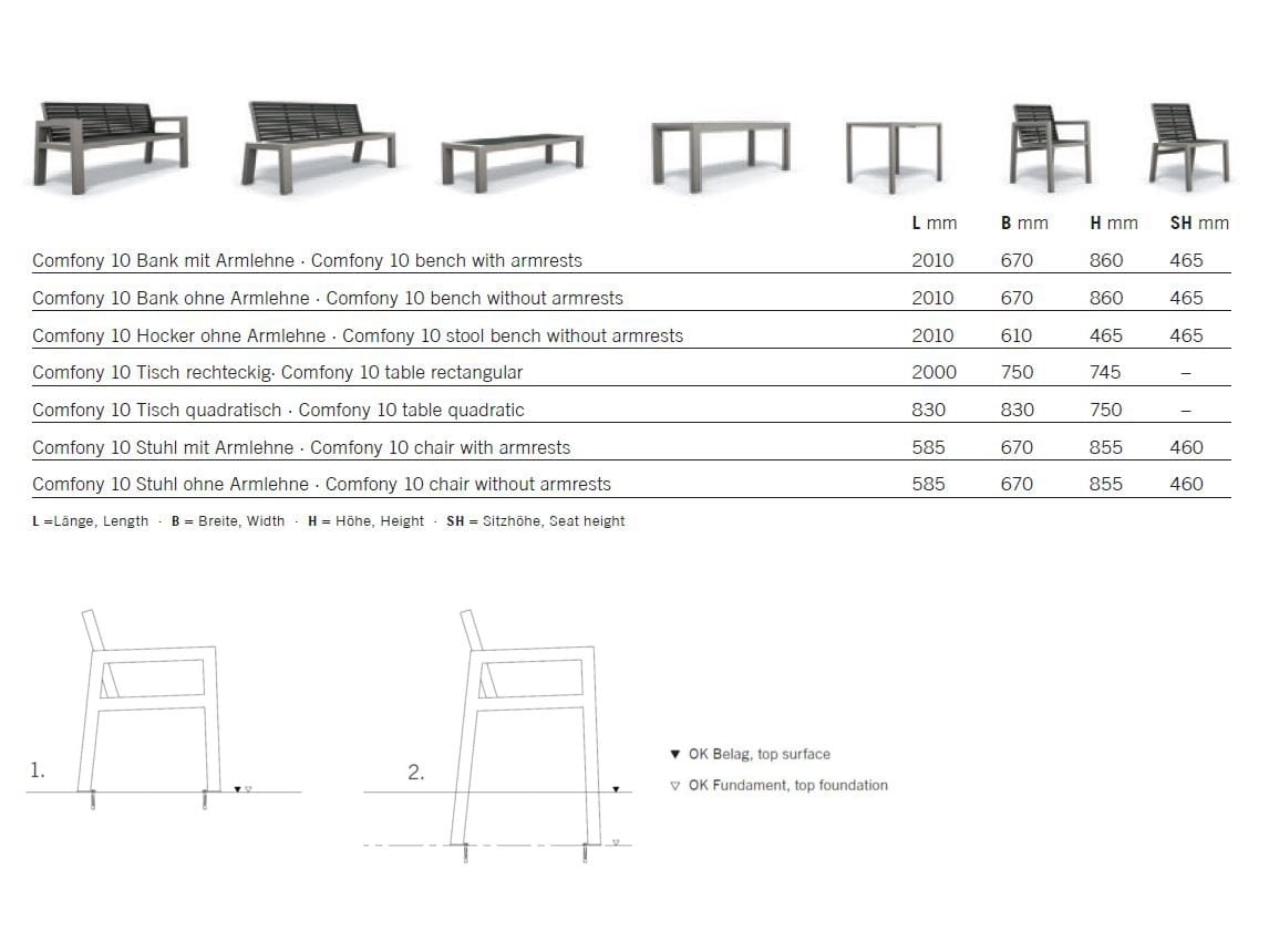 Скамейка из нержавеющей стали и ПЭТ с подлокотниками BENKERT BANKE Comfony ARCH-00130899 - Вид №4