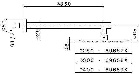 newform Настенная лейка дождевого душа с держателем X-steel 316 sun-id-1466185 - Вид №3