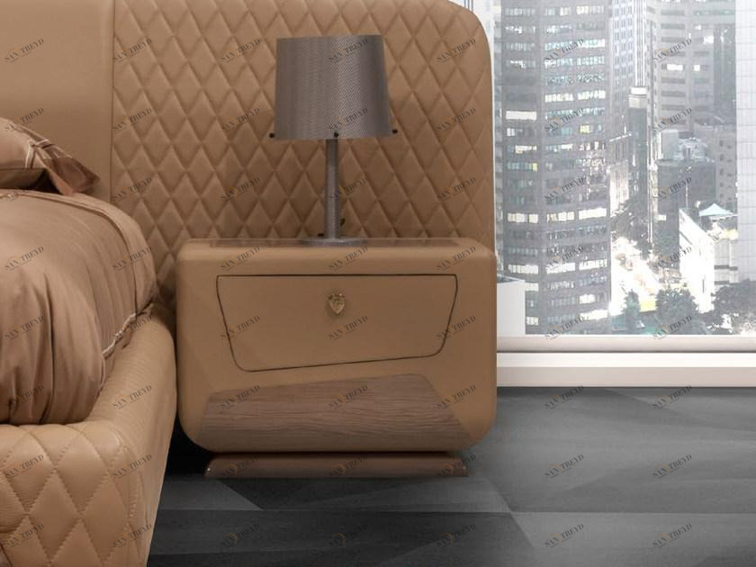 Tonino Lamborghini Casa Прямоугольная прикроватная тумбочка из кожи с ящиком Kyalami sun-id-1493298