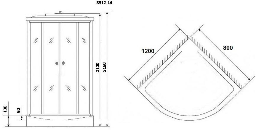 Душевая кабина NG- 3512-14R (1200х800х2150) низкий поддон(13см) стекло ТОНИРОВАННОЕ Niagara Classic 35121433R - Вид №2