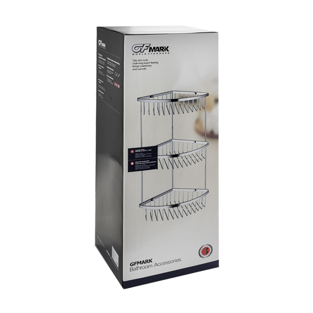 GFmark - Полочка угловая, овальная, с литым дном, тройная, 22 см - БРОНЗА, код: 77357  - Вид №1