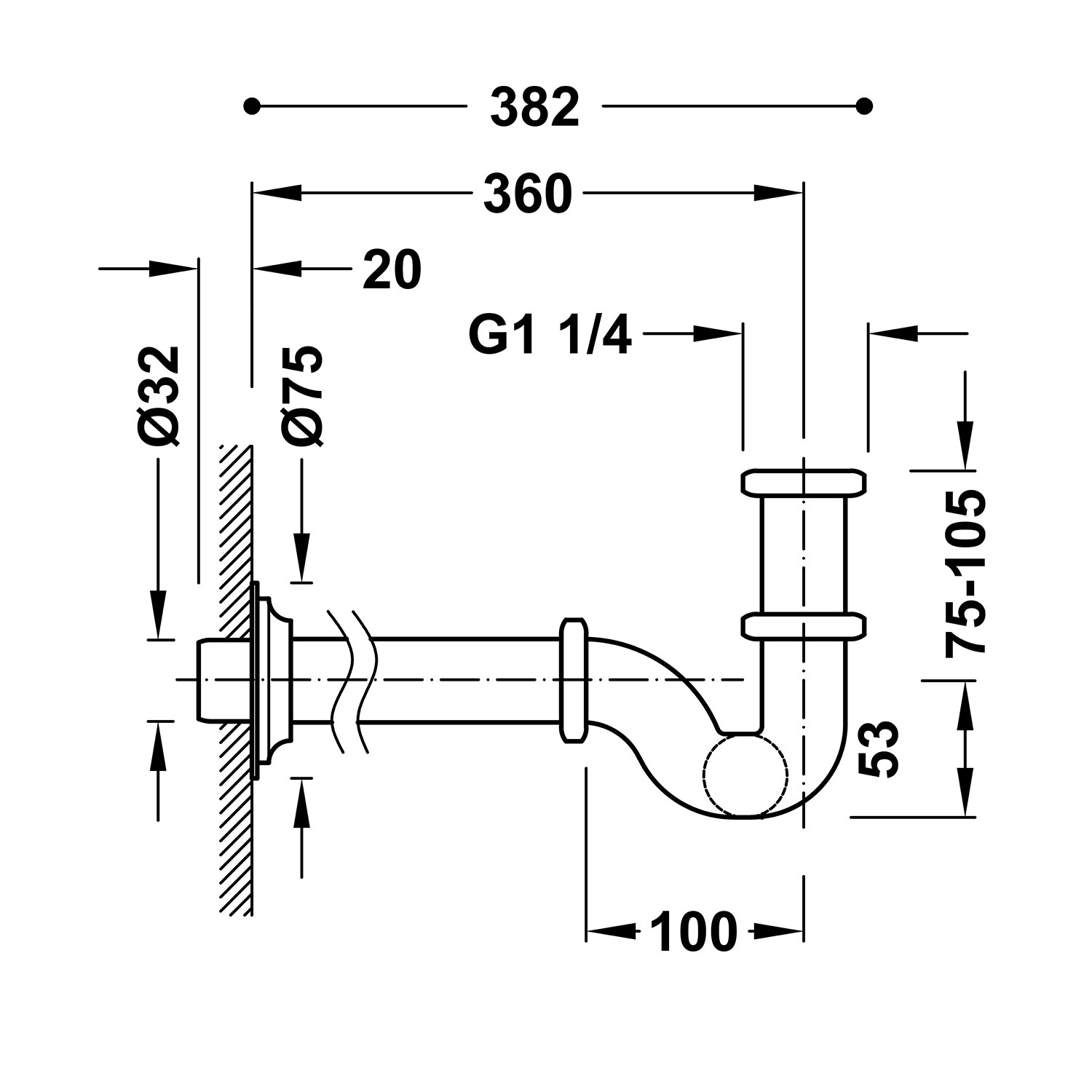 Телескопический сливной люк со смотровой площадкой для умывальника-03463820OM TRES Drain - Вид №1