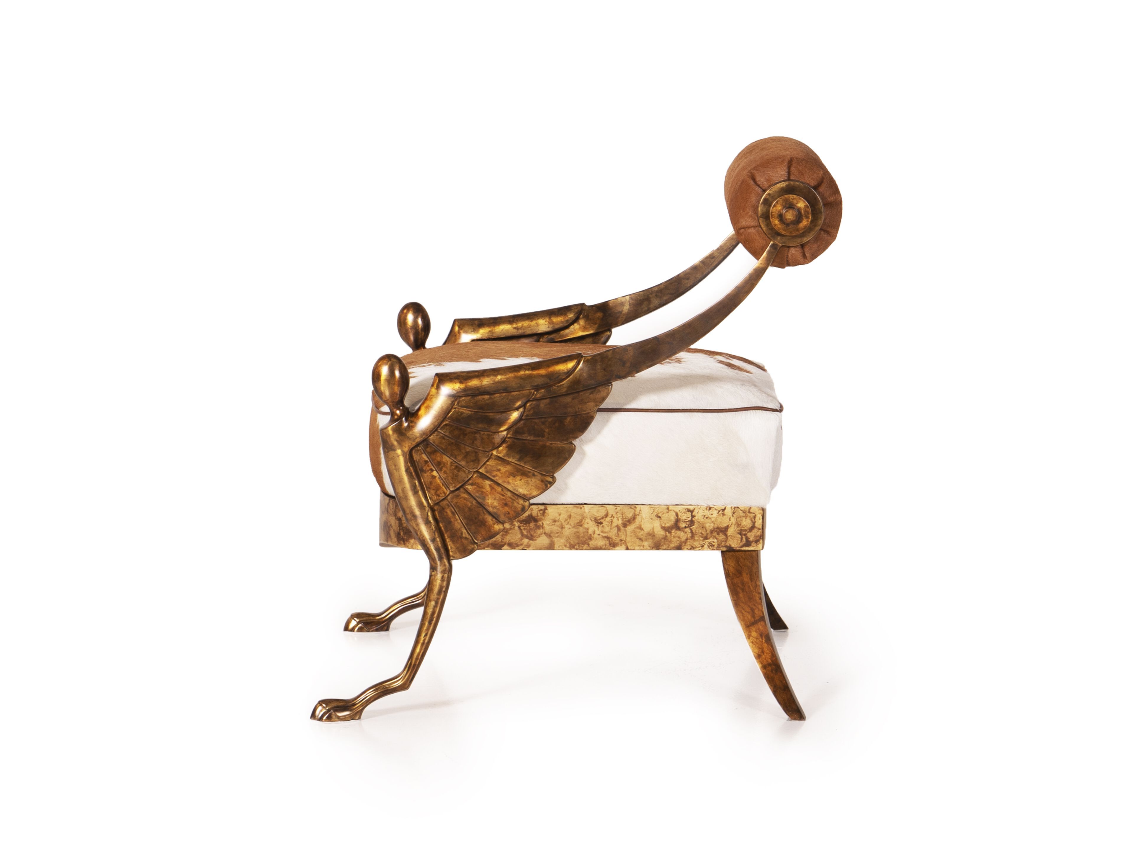 Кресло из кожи пони и гравированной латуни Mantellassi 1926 OVER ARCH-00030543 - Вид №3