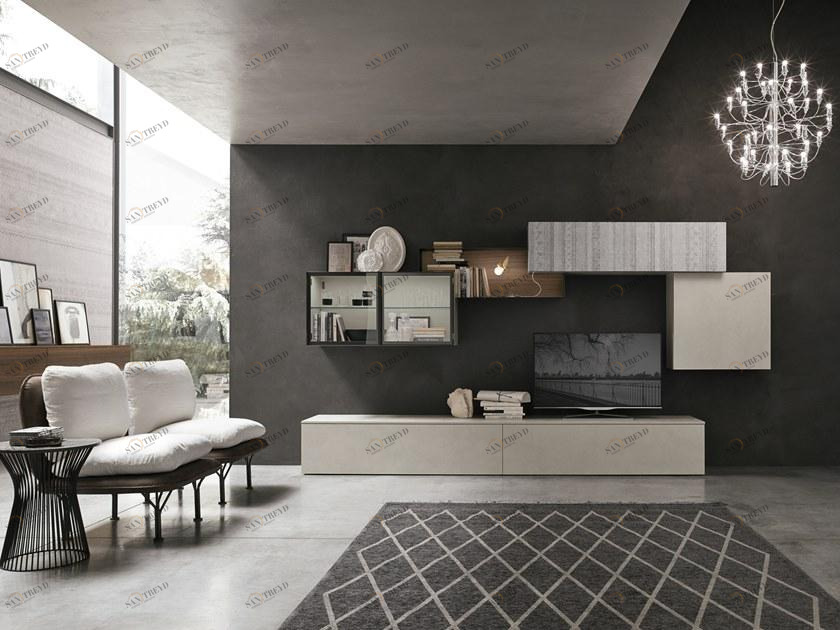 Gruppo Tomasella Модульная стенка для хранения крепится к стене, покрытой лаком из дерева в современном стиле sun-id-1444591