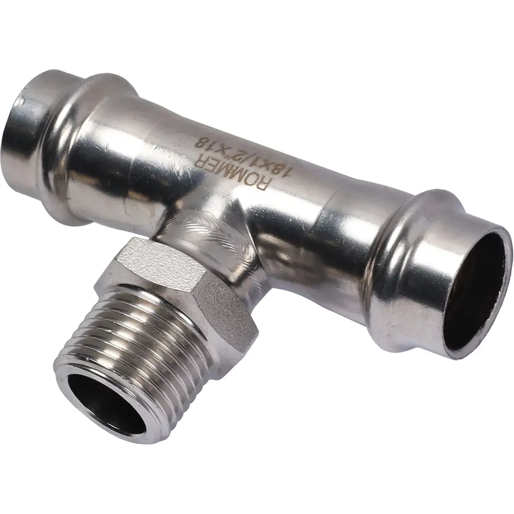 Тройник переходной Rommer 1/2"x18 мм ВПр-НР нержавеющая сталь STLM-2138003