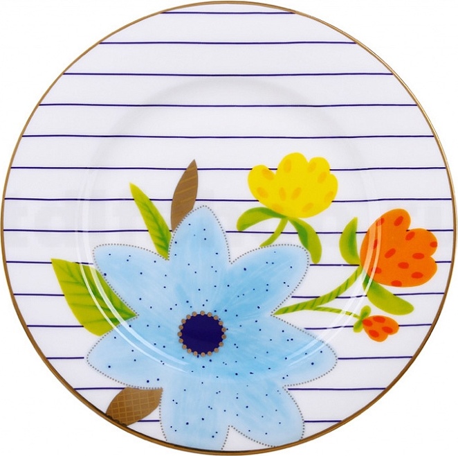 10618944 Императорский фарфоровый завод Тарелка плоская 20см "Букет для Анны" "Стандартная" Фарфор костяной 